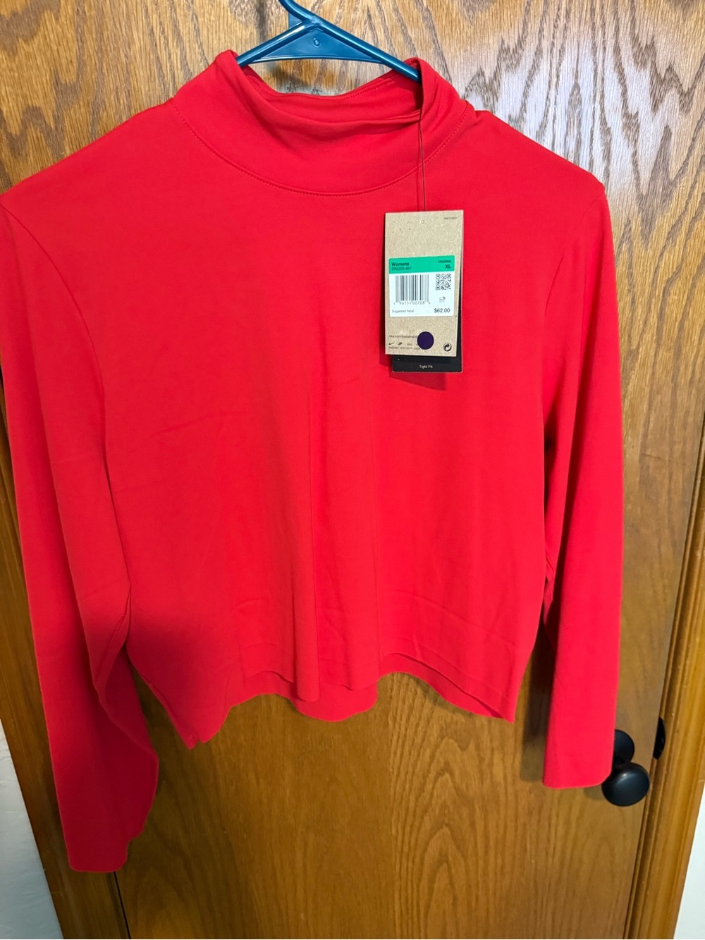 Nike Red Long-Sleeve Mock Neck Top